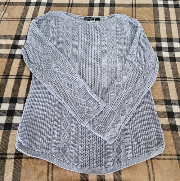 JEANNE PIERRE Soft Blue Cable Knit Sweater - Picture 8 of 8
